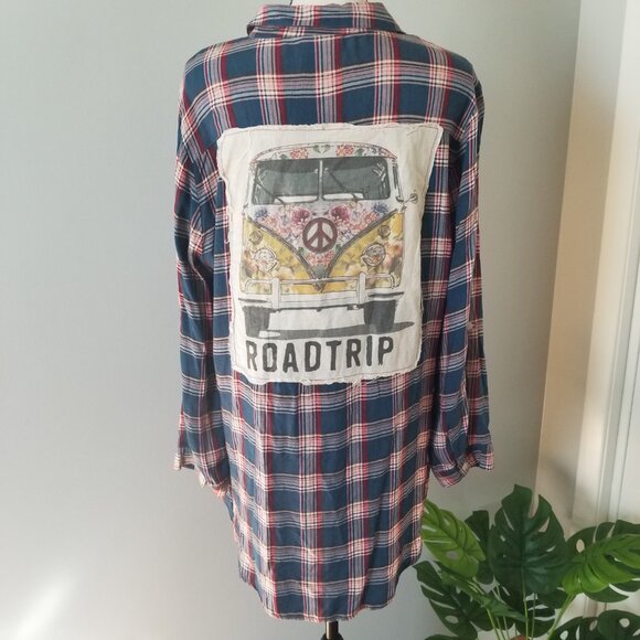 Boho Jane Tops - Boho Jane oversized plaid flannel S